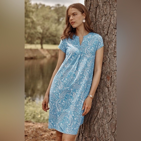 J. Jill Dresses & Skirts - J. Jill Blue and White Paisley Shift Dress Large Petite - Vacation, summer